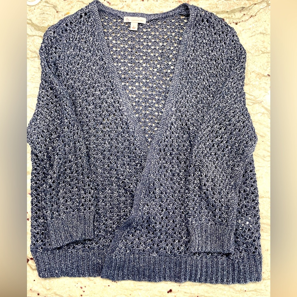 Super cute very lightweight blue cardigan sweater from Dress Barn